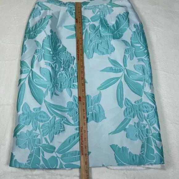 Lily & Taylor Couture Blue Jacquard Floral 2 Piece Skirt Suit Set Womens Size 14 - Picture 12 of 15